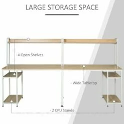 HomCom 94" Industrial Modern Double 2-Person Computer Desk with Hutch and Storage Shelves -Outlet Desks Store unnamed file 1917
