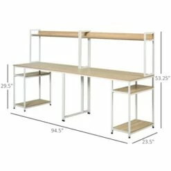 HomCom 94" Industrial Modern Double 2-Person Computer Desk with Hutch and Storage Shelves -Outlet Desks Store unnamed file 1918