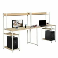 HomCom 94" Industrial Modern Double 2-Person Computer Desk with Hutch and Storage Shelves -Outlet Desks Store unnamed file 1920