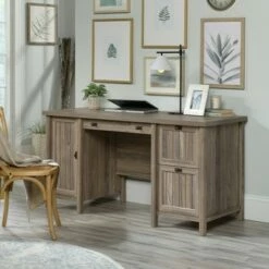 Costa Computer Desk with Drawers Washed Walnut - Sauder