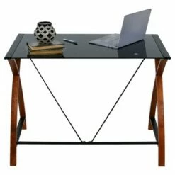 Modern Glass and Wood Computer Desk - Onespace Black/oak Brown -Outlet Desks Store unnamed file 1998