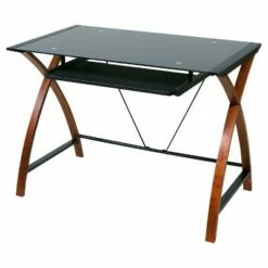 Modern Glass and Wood Computer Desk - Onespace Black/oak Brown -Outlet Desks Store unnamed file 2003