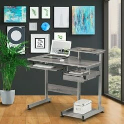 Complete Computer Workstation Desk Gray - Techni Mobili