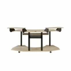 Eleazar 2 Stands Computer Desk - Acme Furniture Black Oak