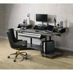 Eleazar 3 Stands Computer Desk - Acme Furniture Black Oak -Outlet Desks Store unnamed file 2197