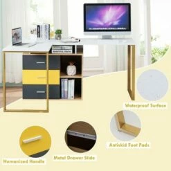 Costway 87'' Two Person Computer Desk Adjustable L-Shaped Office Desk w/Shelves & Drawers -Outlet Desks Store unnamed file 2271