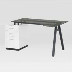 Modern Home Office Computer Desk with Smoke Tempered Glass Top & Storage White - Techni Mobili 12 Modern Home Office Computer Desk with Smoke Tempered Glass Top & Storage White - Techni Mobili -Outlet Desks Store unnamed file 2292