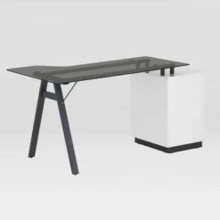 Modern Home Office Computer Desk with Smoke Tempered Glass Top & Storage White - Techni Mobili 13 Modern Home Office Computer Desk with Smoke Tempered Glass Top & Storage White - Techni Mobili -Outlet Desks Store unnamed file 2293