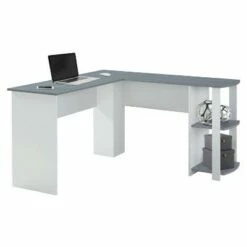 Modern L Shaped Desk with Side Shelves Gray - Techni Mobili -Outlet Desks Store unnamed file 2300