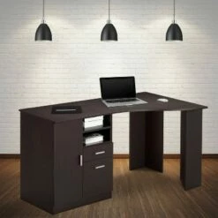 Classic Office Desk with Storage Espresso - Techni Mobili