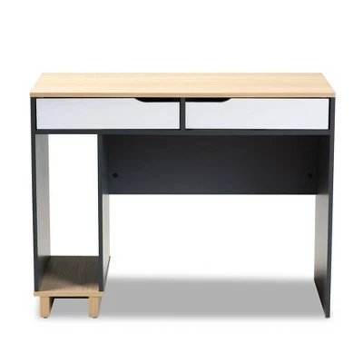 Reed 2 Drawer Wood Computer Desk - Gray/White - Baxton Studio 4 Reed 2 Drawer Wood Computer Desk - Gray/White - Baxton Studio - Image 2