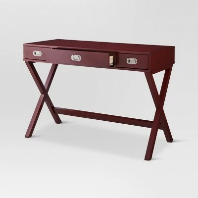 Campaign Wood Writing Desk with Drawers - Threshold™ Midtone Brown 4 Campaign Wood Writing Desk with Drawers - Threshold™ Midtone Brown - Image 2