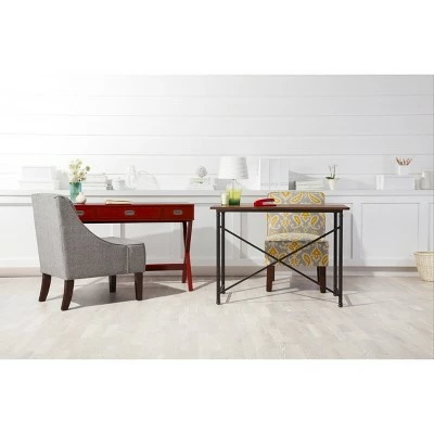 Campaign Wood Writing Desk with Drawers - Threshold™ Midtone Brown 6 Campaign Wood Writing Desk with Drawers - Threshold™ Midtone Brown - Image 4