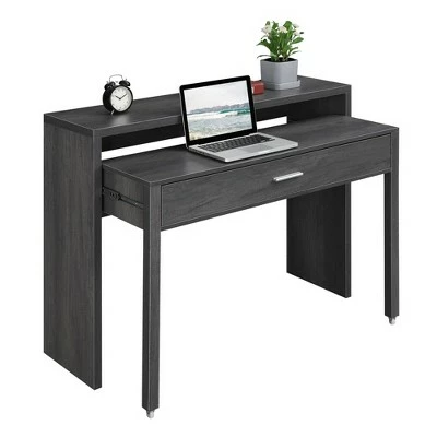 Newport JB Console Sliding Desk with Drawer and Riser - Breighton Home Gray 4 Newport JB Console Sliding Desk with Drawer and Riser - Breighton Home Gray - Image 2