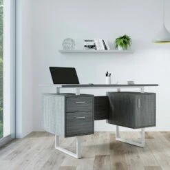 Modern Office Desk with Storage - Techni Mobili Gray -Outlet Desks Store unnamed file 2410