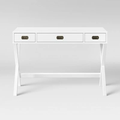 Campaign Wood Writing Desk with Drawers - Threshold™ Midtone Brown 10 Campaign Wood Writing Desk with Drawers - Threshold™ Midtone Brown - Image 8