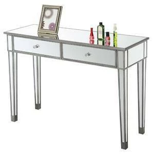Gold Coast Mirrored Desk Antique Silver/Mirror - Breighton Home 3 Gold Coast Mirrored Desk Antique Silver/Mirror - Breighton Home