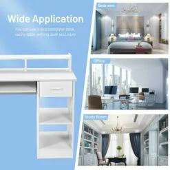 Costway Computer Desk Writing Table Study Workstation Home Office w/Drawer White -Outlet Desks Store unnamed file 2452