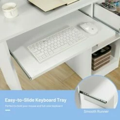 Costway Computer Desk Writing Table Study Workstation Home Office w/Drawer White -Outlet Desks Store unnamed file 2455