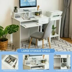 Costway Computer Desk Writing Table Study Workstation Home Office w/Drawer White -Outlet Desks Store unnamed file 2456