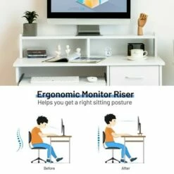 Costway Computer Desk Writing Table Study Workstation Home Office w/Drawer White -Outlet Desks Store unnamed file 2457