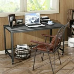 Costway Rolling Computer Desk Wood Top Metal Frame Laptop Table Study Workstation Black -Outlet Desks Store unnamed file 2471