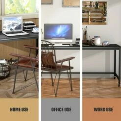 Costway Rolling Computer Desk Wood Top Metal Frame Laptop Table Study Workstation Black -Outlet Desks Store unnamed file 2474
