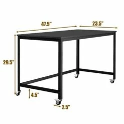 Costway Rolling Computer Desk Wood Top Metal Frame Laptop Table Study Workstation Black -Outlet Desks Store unnamed file 2475