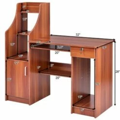 Costway Computer Study Desk Laptop Table Writing Workstation W/Bookshelf