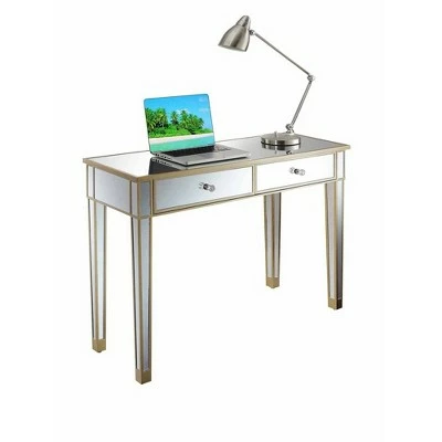 Gold Coast Mirrored Desk - Breighton Home Silver/silver Faux Croc/mirror 4 Gold Coast Mirrored Desk - Breighton Home Silver/silver Faux Croc/mirror - Image 2