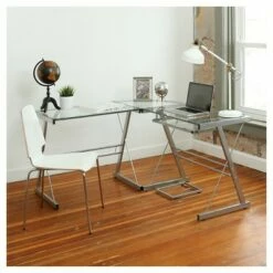 Glass L Shaped Computer Desk with Keyboard Tray - Saracina Home Smoke 14 Glass L Shaped Computer Desk with Keyboard Tray - Saracina Home Smoke -Outlet Desks Store unnamed file 254