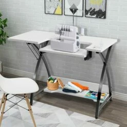 Costway Sewing Craft Table Computer Desk with Adjustable Platform Folding Side Shelf -Outlet Desks Store unnamed file 2548