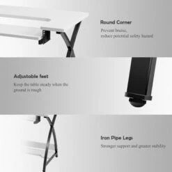 Costway Sewing Craft Table Computer Desk with Adjustable Platform Folding Side Shelf -Outlet Desks Store unnamed file 2552