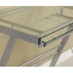 Glass L Shaped Computer Desk with Keyboard Tray - Saracina Home Smoke 16 Glass L Shaped Computer Desk with Keyboard Tray - Saracina Home Smoke -Outlet Desks Store unnamed file 256