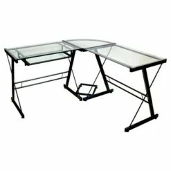 Glass L Shaped Computer Desk with Keyboard Tray - Saracina Home Smoke 18 Glass L Shaped Computer Desk with Keyboard Tray - Saracina Home Smoke -Outlet Desks Store unnamed file 258