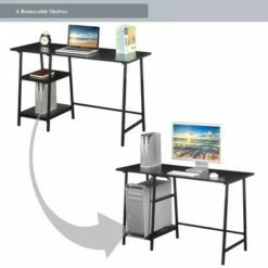 Designs2Go Trestle Wood Metal Desk with Removable Shelves - Breighton Home White/white -Outlet Desks Store unnamed file 2586