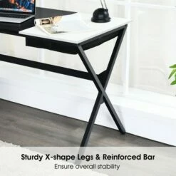 Costway Computer Desk Writing Study Laptop Table w/ Drawer & Storage Bag WalnutBlack -Outlet Desks Store unnamed file 2687