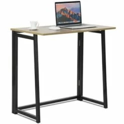 Costway Foldable Computer Desk Home Office Laptop Table Writing Desk Study Table Natural/White/Brown/Black -Outlet Desks Store unnamed file 2722