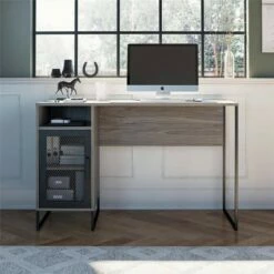 Room & Joy Pacer Single Pedestal Computer Desk Gray Oak - Room & Joy