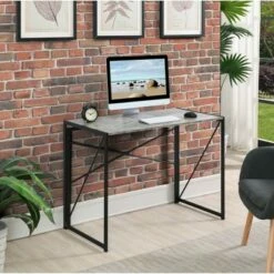 Xtra Folding Desk Faux Birch/Black - Breighton Home