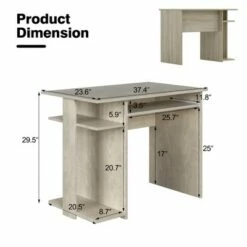 Costway Computer Desk Writing Study Table w/ Keyboard Tray & Open Shelves WhiteOak -Outlet Desks Store unnamed file 2809