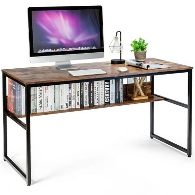 Costway 55'' Industrial Computer Desk w/ Storage Shelf Adjustable Foot Pads Home Office 12 Costway 55'' Industrial Computer Desk w/ Storage Shelf Adjustable Foot Pads Home Office - Image 10