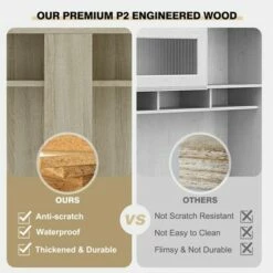 Costway Computer Desk Writing Study Table w/ Keyboard Tray & Open Shelves WhiteOak -Outlet Desks Store unnamed file 2813
