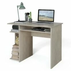Costway Computer Desk Writing Study Table w/ Keyboard Tray & Open Shelves WhiteOak -Outlet Desks Store unnamed file 2814