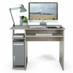 Costway Computer Desk Writing Study Table w/ Keyboard Tray & Open Shelves WhiteOak -Outlet Desks Store unnamed file 2815