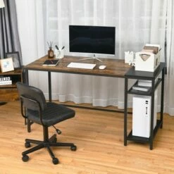 Costway 55'' Reversible Computer Desk Home Office Writing Desk w/Adjustable Storage Shelf -Outlet Desks Store unnamed file 2820