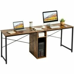 Costway 2 Person Computer Desk Double Workstation Office Desk w/ Storage Rustic Brown Black/Brown 23 Costway 2 Person Computer Desk Double Workstation Office Desk w/ Storage Rustic Brown Black/Brown -Outlet Desks Store unnamed file 2836