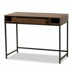 1 Drawer Metal and Cargan Modern Wood Desk - Baxton Studio White/black