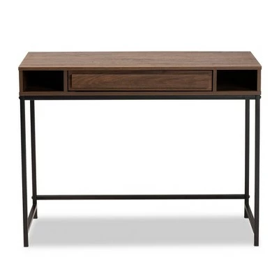 1 Drawer Metal and Cargan Modern Wood Desk - Baxton Studio White/black 4 1 Drawer Metal and Cargan Modern Wood Desk - Baxton Studio White/black - Image 2