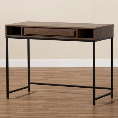 1 Drawer Metal and Cargan Modern Wood Desk - Baxton Studio White/black 9 1 Drawer Metal and Cargan Modern Wood Desk - Baxton Studio White/black - Image 7